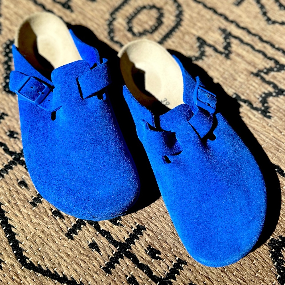 Birkenstock Boston Suede Clog Ultra Blue Size Women US 8-8.5 EU 39, Regular Fit